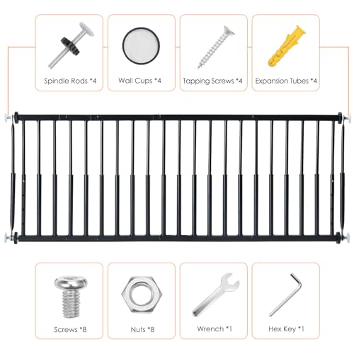 14'' 19.5'' Height Adjustable Dog Gate (Black / 14''-19.5''H × 18''-46''W)