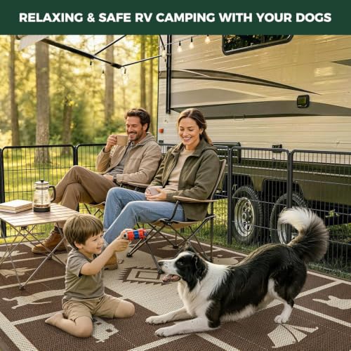 Rollick Dog Playpen with RV Rug for RV Camping (Black / 32"H)