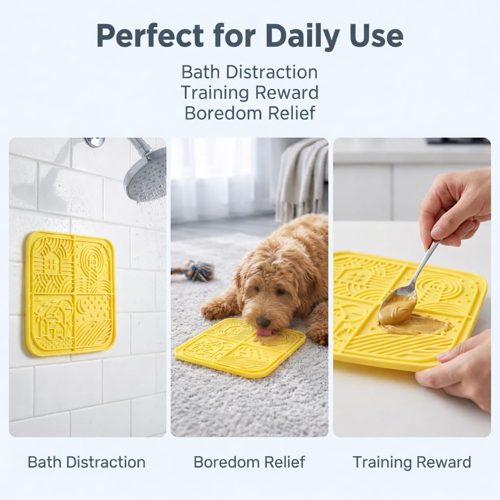 Dog Lick Mat with Suction Cups (Yellow)
