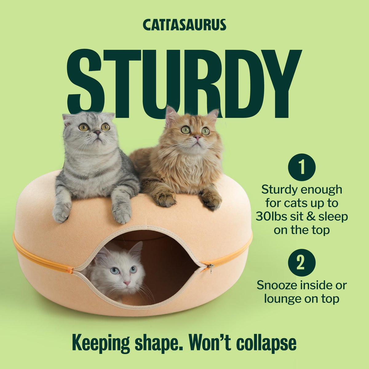 Peekaboo Cat Cave Donut for Multiple & Large Cats up to 30 (Pastel Macaron / Large)