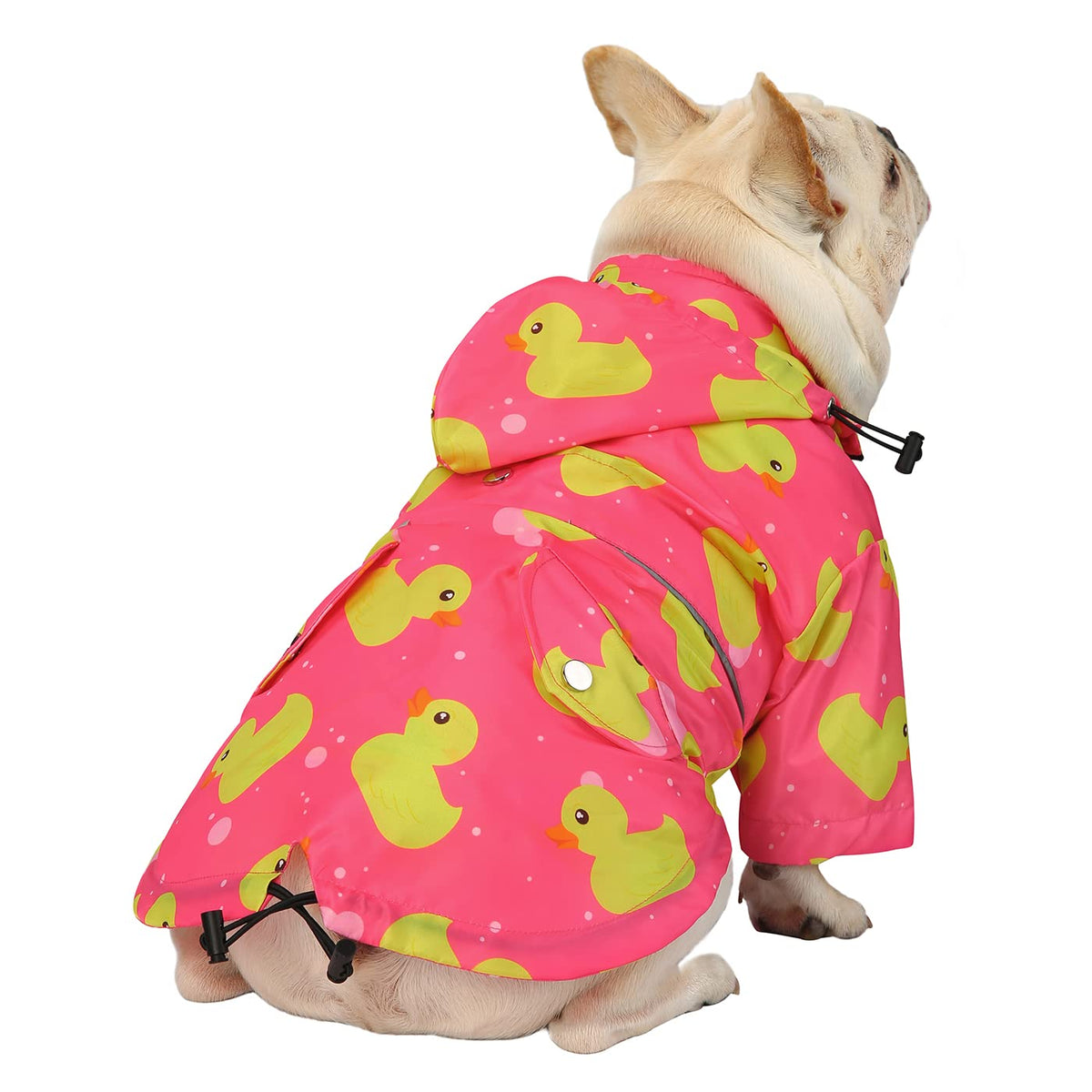 Premium 2 Layer Zip Dog Raincoat Poncho w (Small / Ducks Pink)