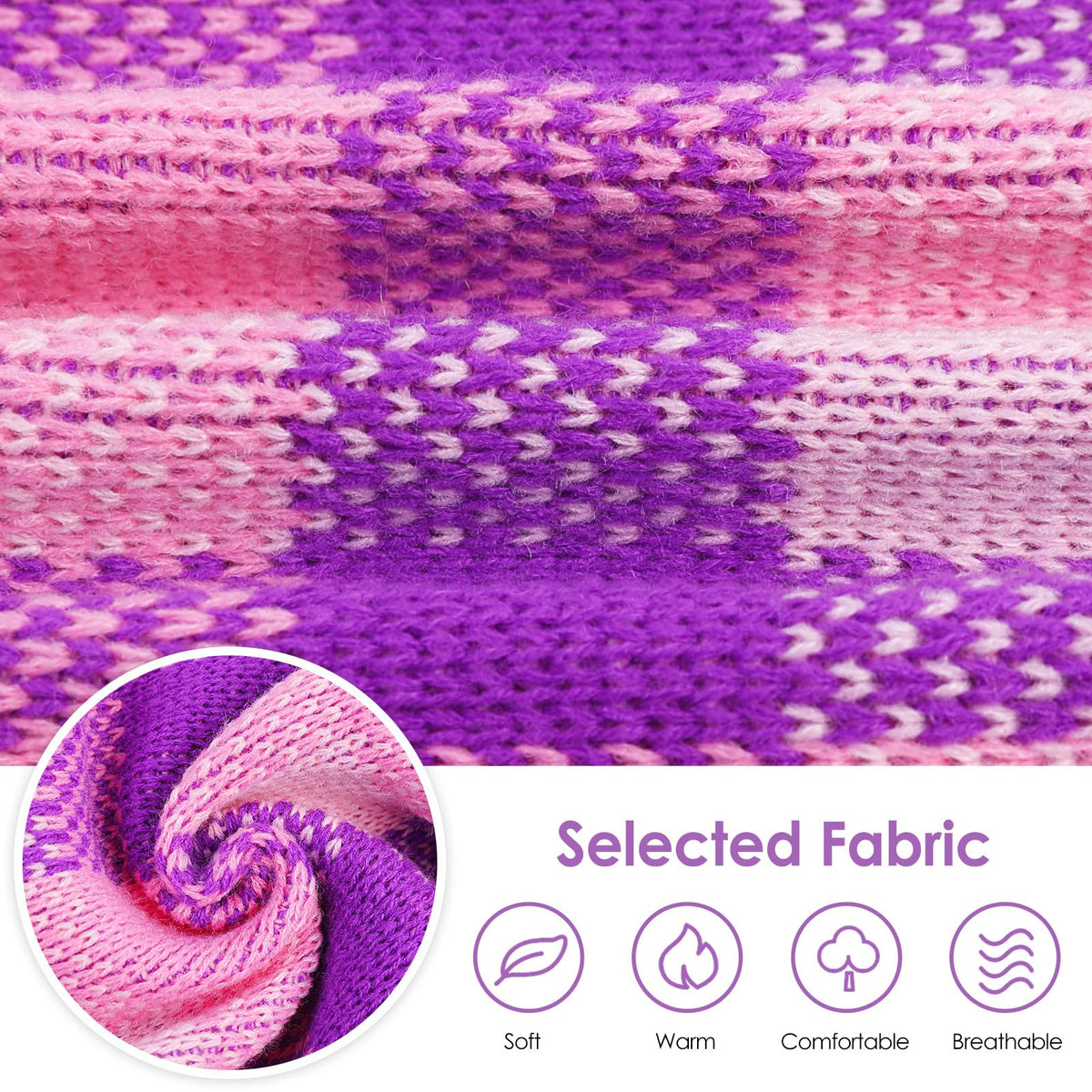 Dog Sweater Dress Plaid Knitwear for Small Dogs Girl Christmas Clothes (Purple / X-Small)