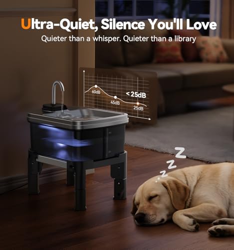9L 2.38Gal Dog Water Fountain Elevated with 4 (Water Fountain + 3 Filters + 3 Sponges)