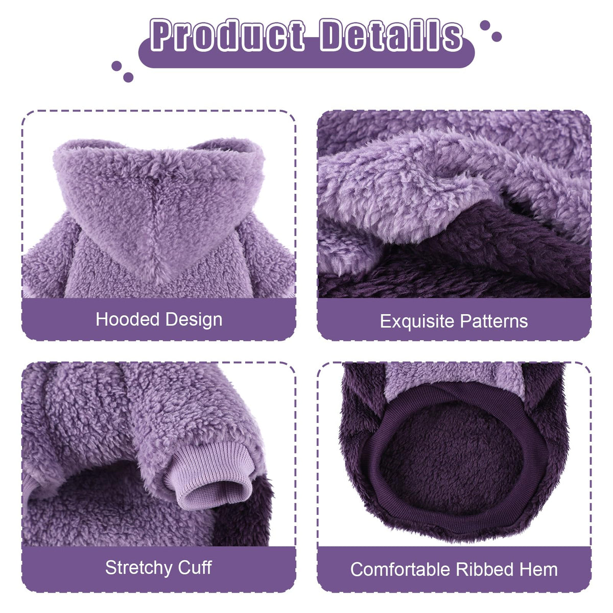 Dog Sweaters for Small Dogs (Medium (Chest 16.1in) / Purple)