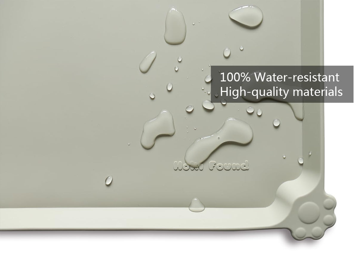 L Silicone Non Slip Pet Dog Cat Bowl Mats (22" x 14" / Cream Green)