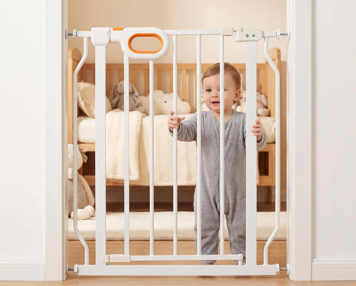 Small Narrow Baby Gate for Stairs 23.8 (White / 23.8-28.3inch)