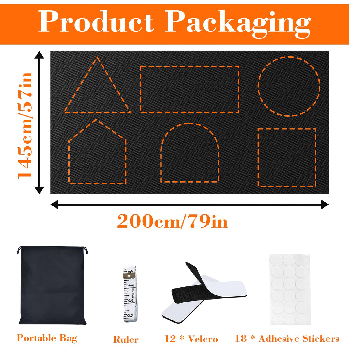 57" W x 79" H No Drill Blackout Window Cover (79"W x 57"H)