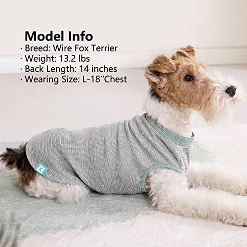 2Pack Waffle Dog Shirt for Small Dogs Soft Dog Sweater Tank Top (Medium (7-11lbs) / 2Pack(Green+Grey))