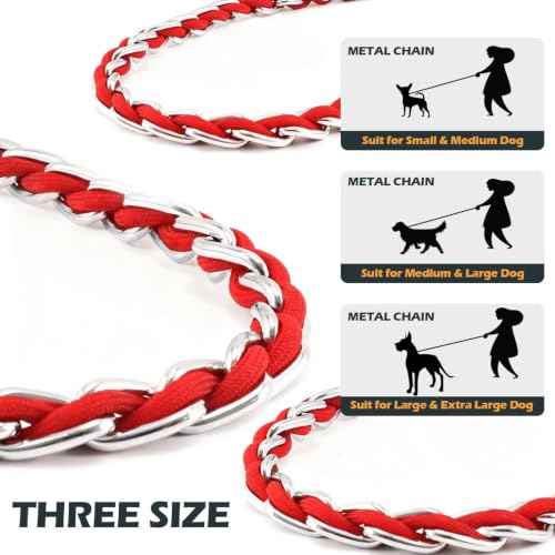 Chain Dog Leash (red / 7.25FT(80-200lb))