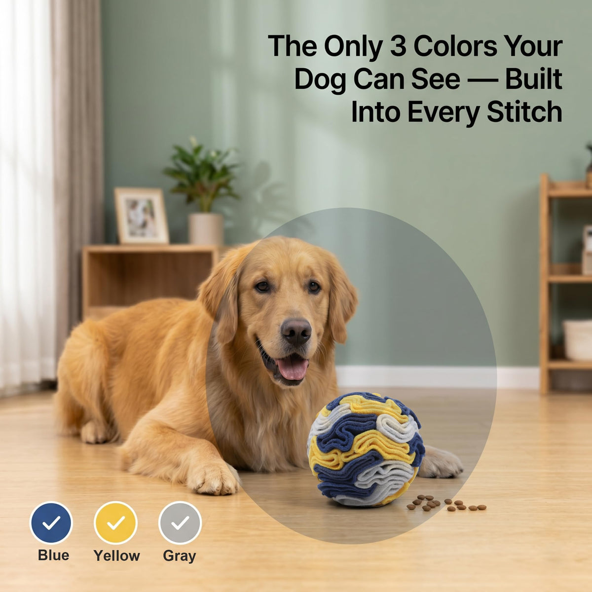 Snuffle Ball for Dogs (Navy&Yellow / Small)