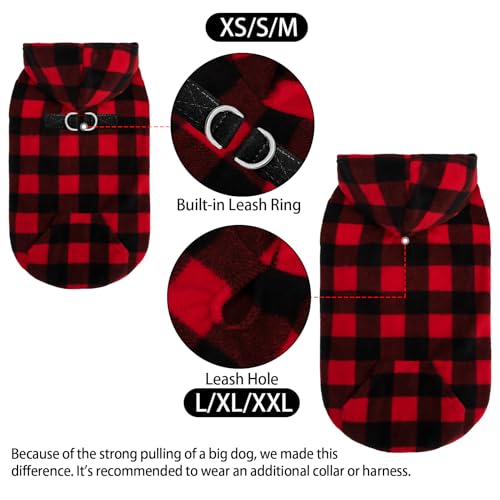 Fleece Dog Hoodie with Pouch (Medium / Buffalo Check)