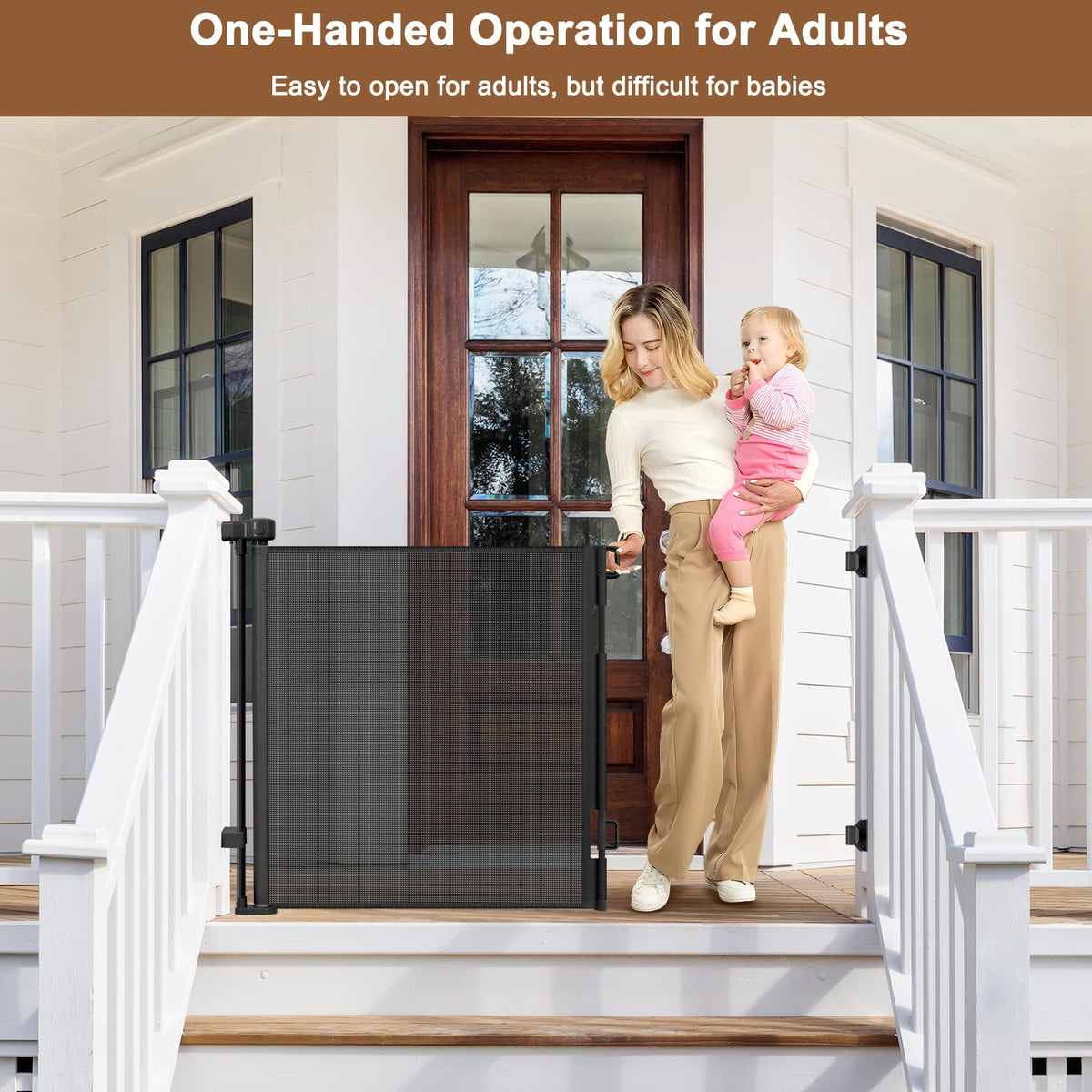Weatherproof Outdoor Retractable Gate for Dogs (Black / 35" X 55")