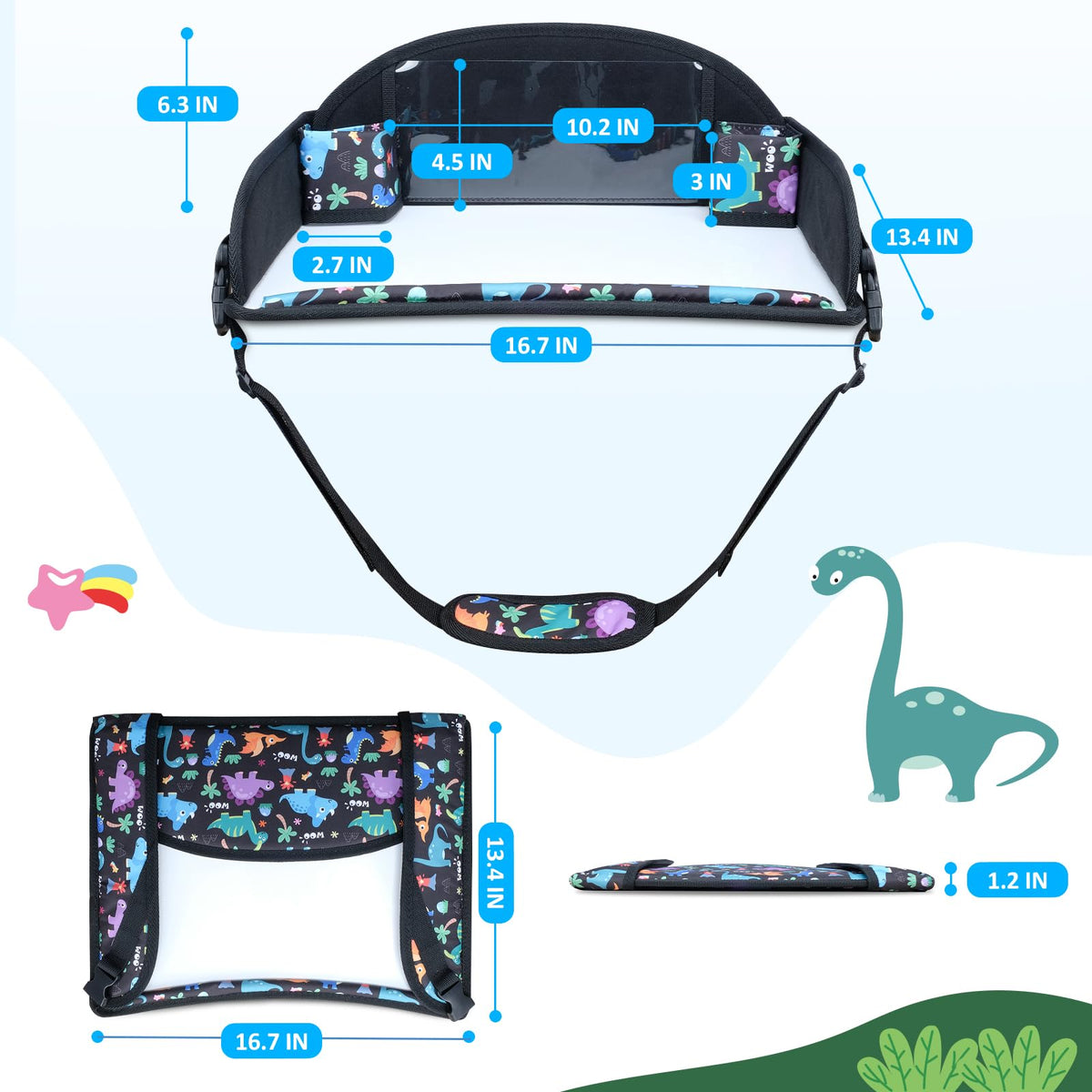 Kids Travel Tray for Carseat (Dinosaur & Mermaid)