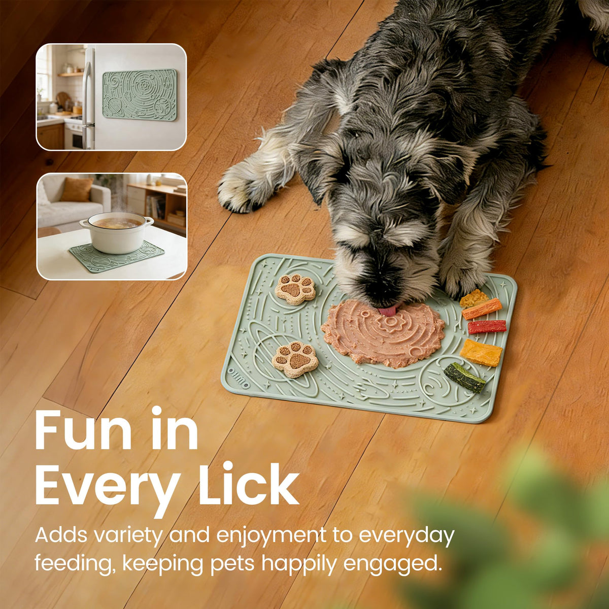 Lick Mat for Dogs&Cats (Light Blue&Light Green / 9.8"L x 5.9"W)