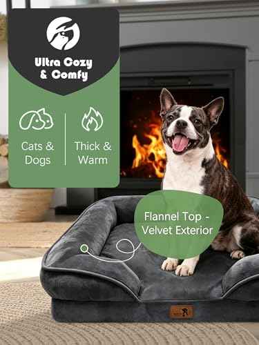 Orthopedic Dog Bed with Sides (24.0"L x 18.0"W x 6.0"Th / Dark Grey)