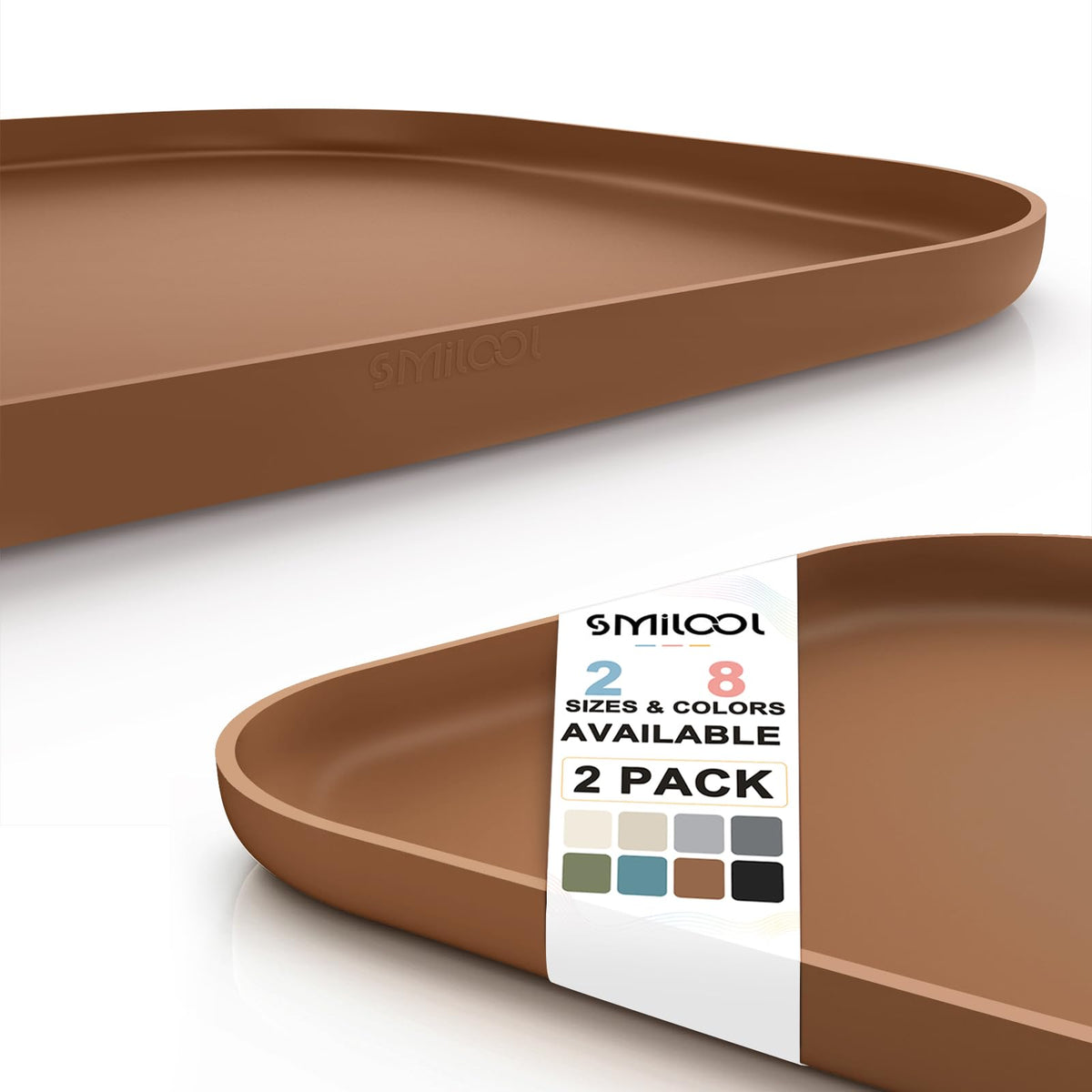 Waterproof Silicone Pet Food Mat with Raised Edge for Dog & Cat (12"L x 12"W / Brown)