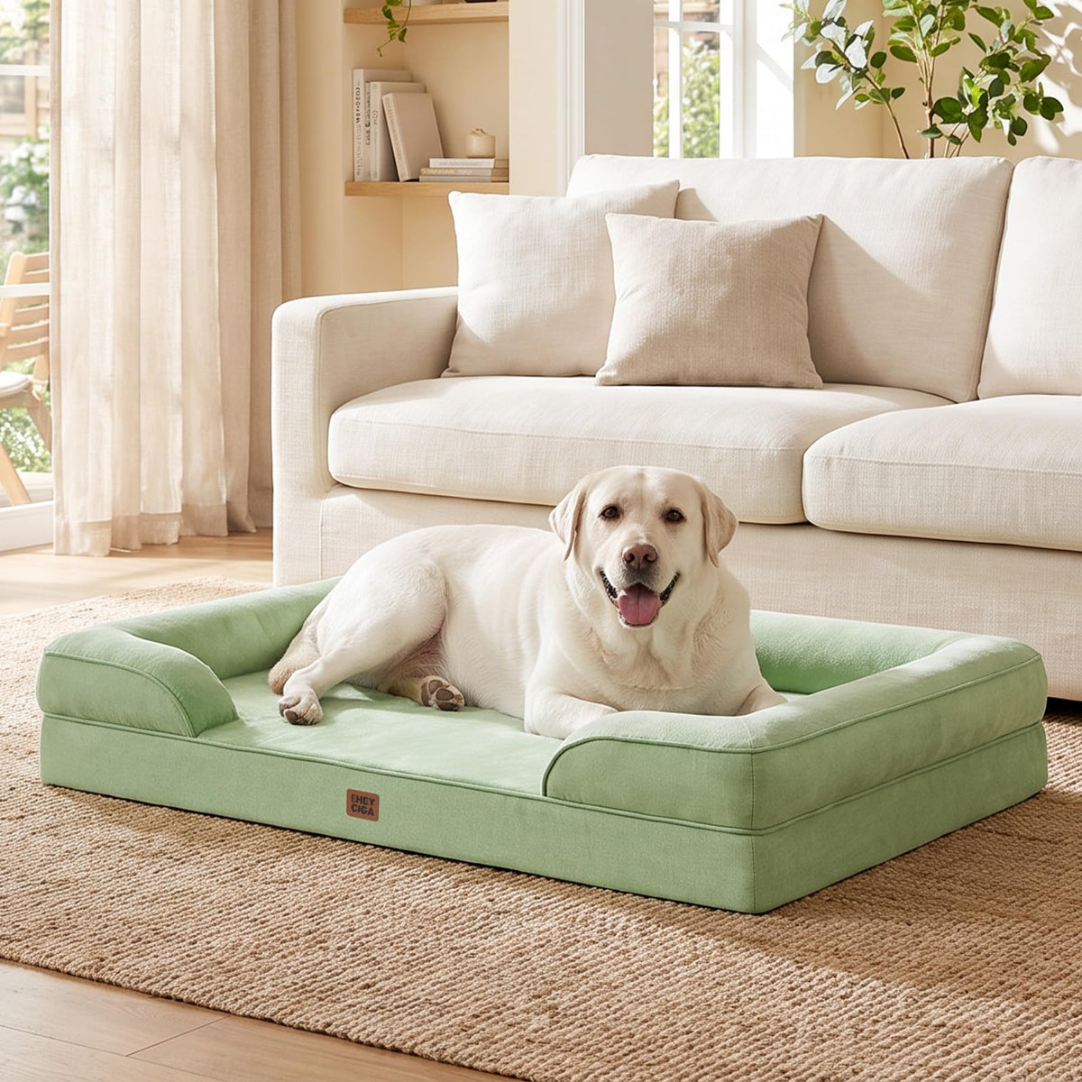 Orthopedic Dog Beds Large Sized Dog (Sage Green / 41.0"l X 27.0"w X 6.5"th)