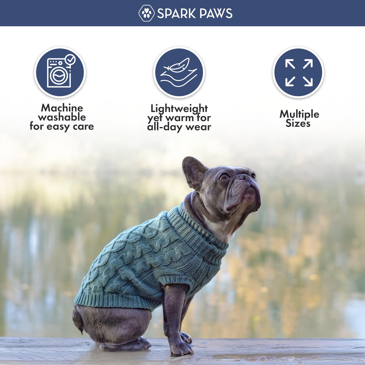 Knit Dog Sweater (Pine Green Cableknit / Medium)