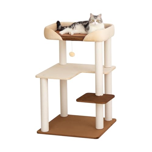 37.5" Cat Tree Tower for Large & Senior Cats (Cream 37.4'')