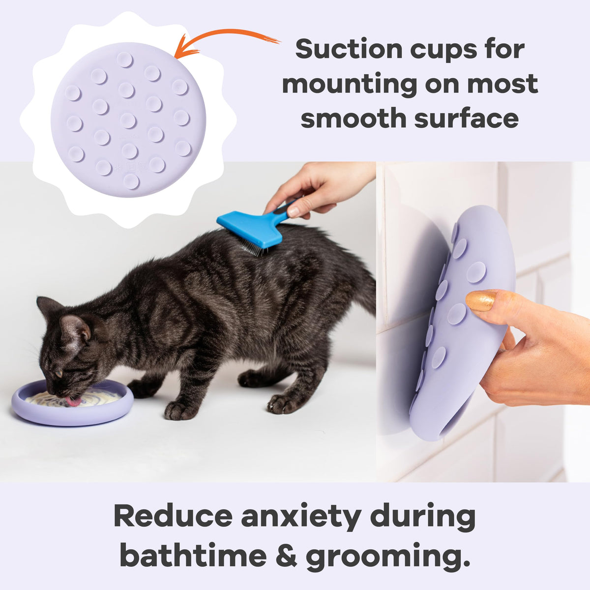 Lick Dish Silicone Lick Mat + Slow Feeder for Cats & Small Dogs (Periwinkle / Small)
