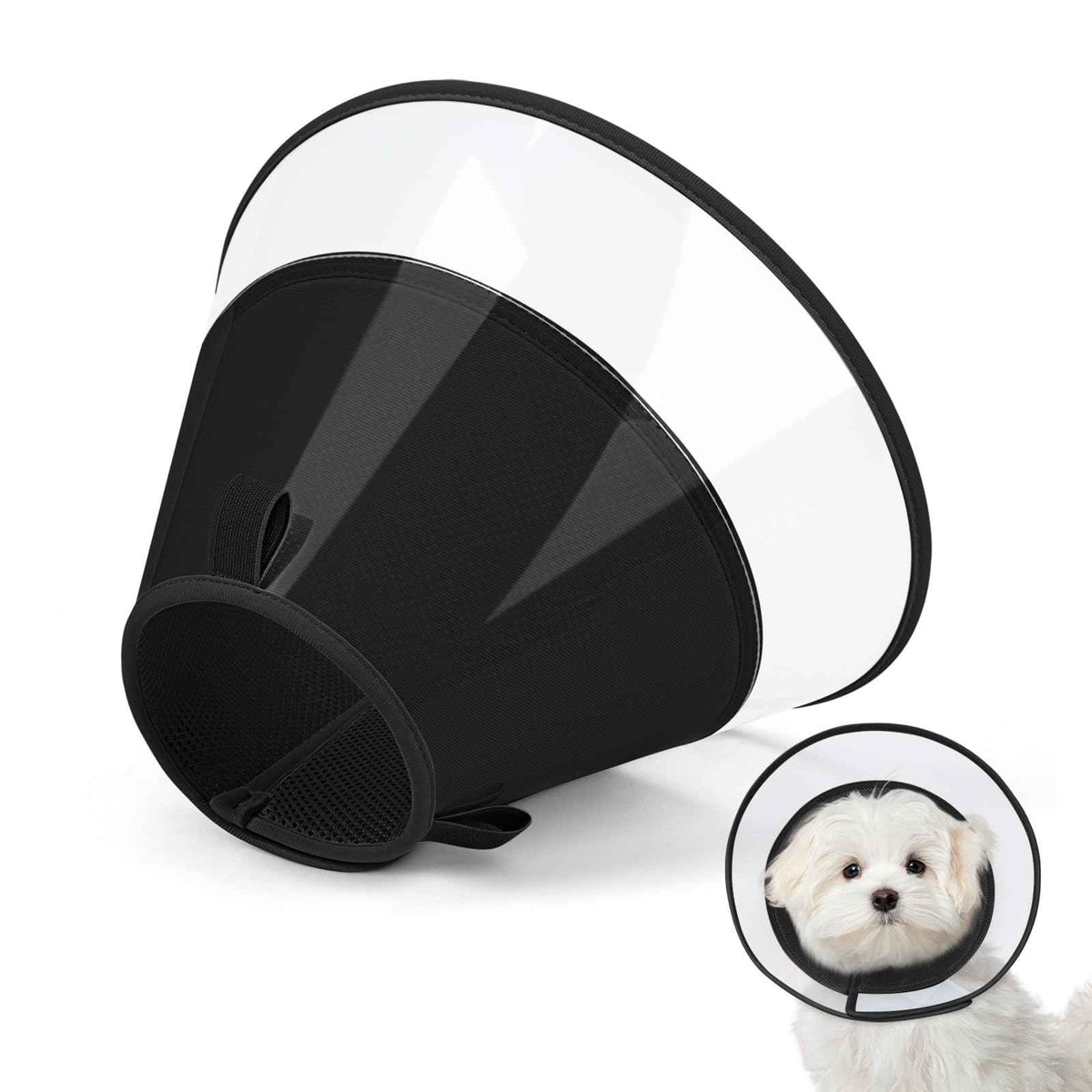 Dog Cone Collar with Soft Liner to Stop Licking After Surgery for Recovery (Jet Black / XL(Depth: 11.0, Girth: 16-19.5))