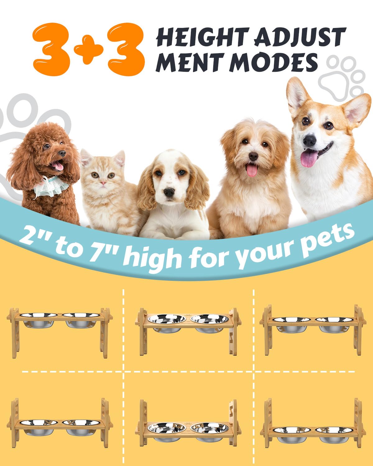Elevated Dog Bowls (Bamboo / Small)