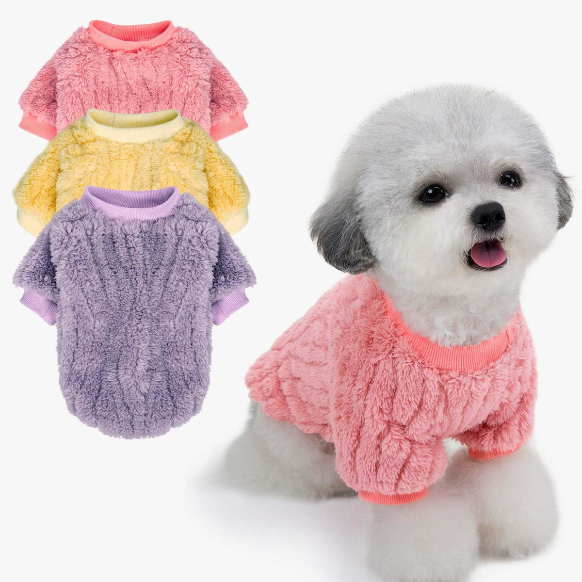 Dog Sweater 3 (Lavender,Pink,Butter yellow / XX-Large)