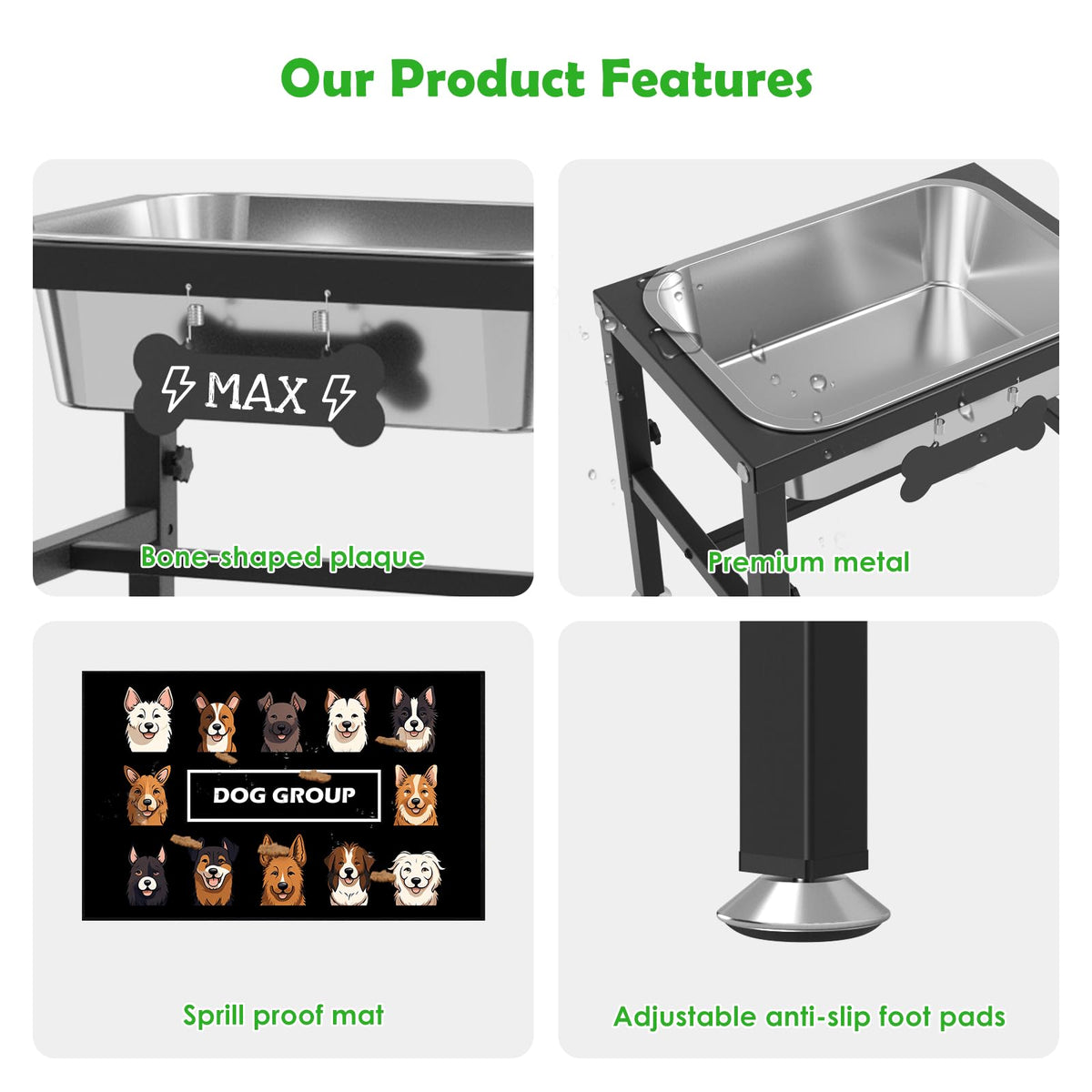 2 Gallon Elevated Dog Water Bowl for Large Breeds (2 GAL Bowl / Height: 9.45-14.2")