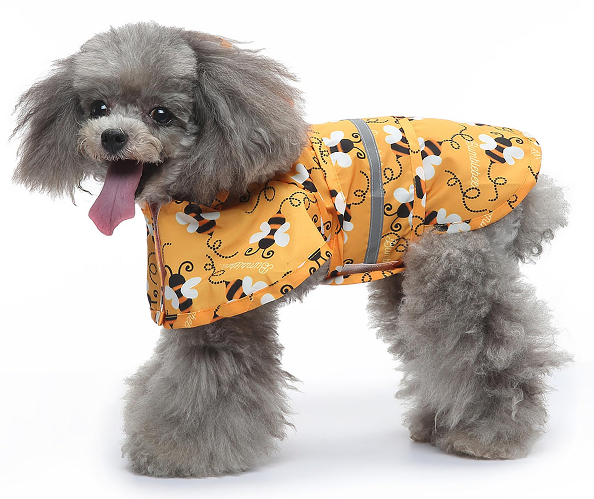 Dog Raincoat Hooded Reflective Waterproof Slicker Poncho (Bee / M(5-7 pound))