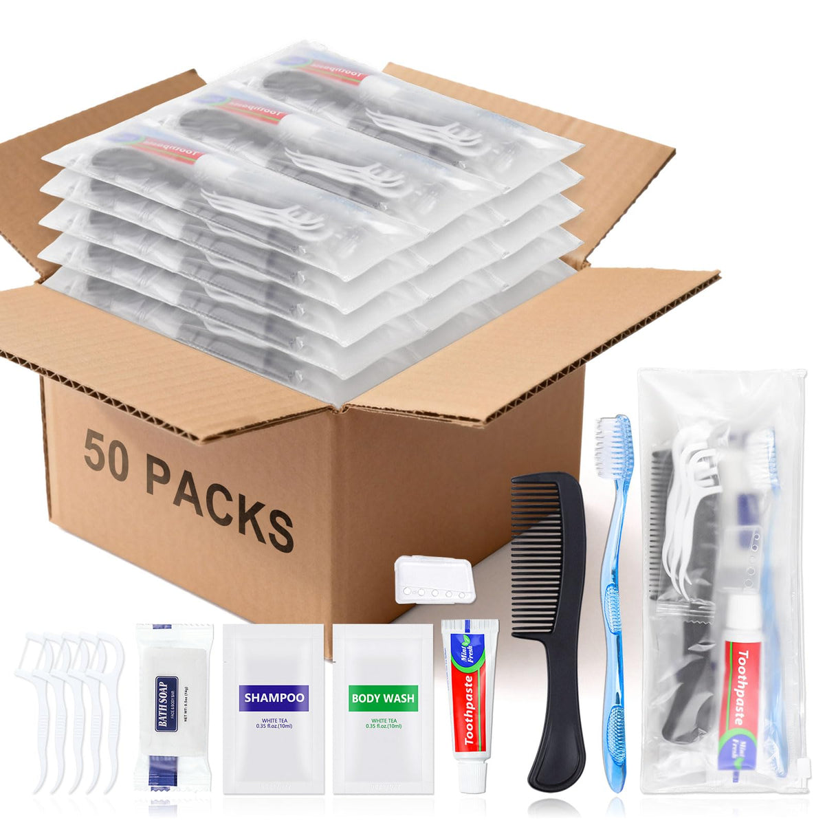 50 Sets Bulk Hygiene Kits for Homeless (Pack of 50)