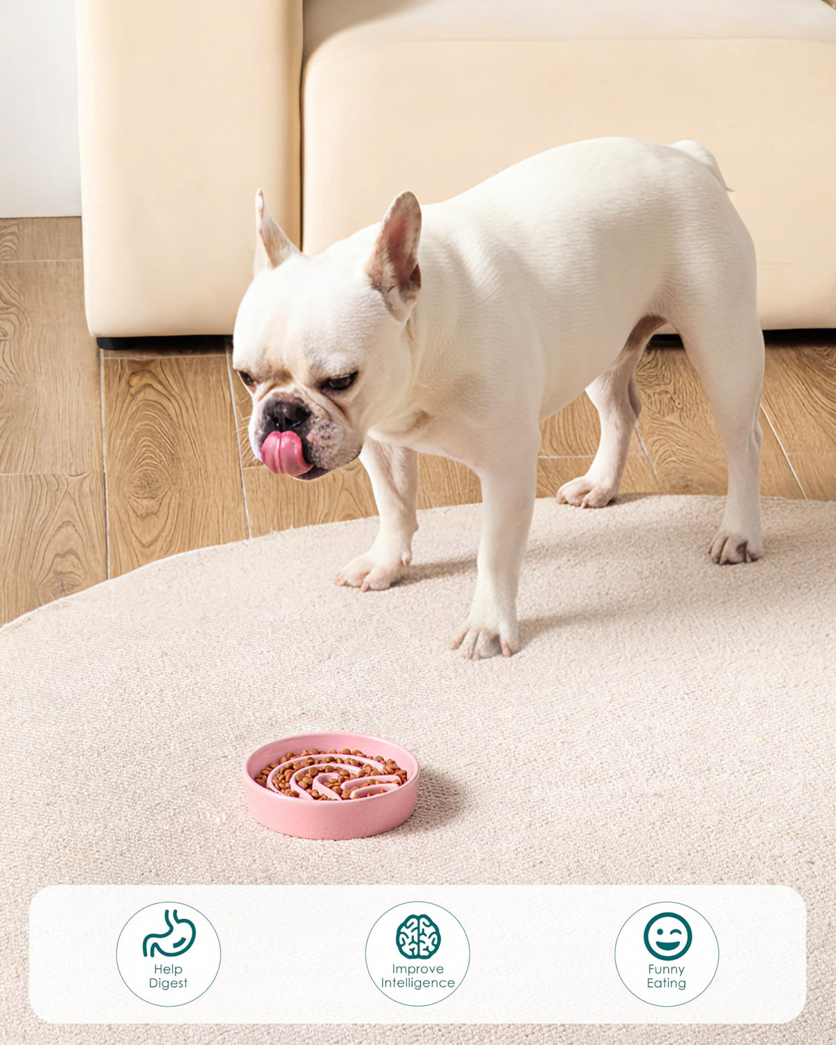 Slow Feeder Dog Bowl (Pink / 0.6 Cups)
