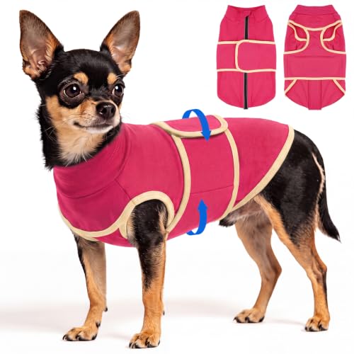 Adjustable Calming Vest Shirt for Dogs from Loud Noises (Rosered / X-Small(Chest Girth:18.1"))