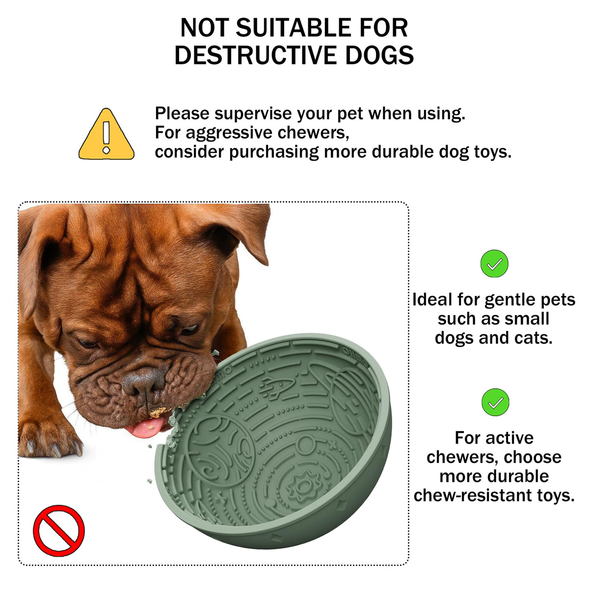 Slow Feeder Bowl & Lick Mat for Dogs (Sage Green / 6.3"L x 6.3"W)
