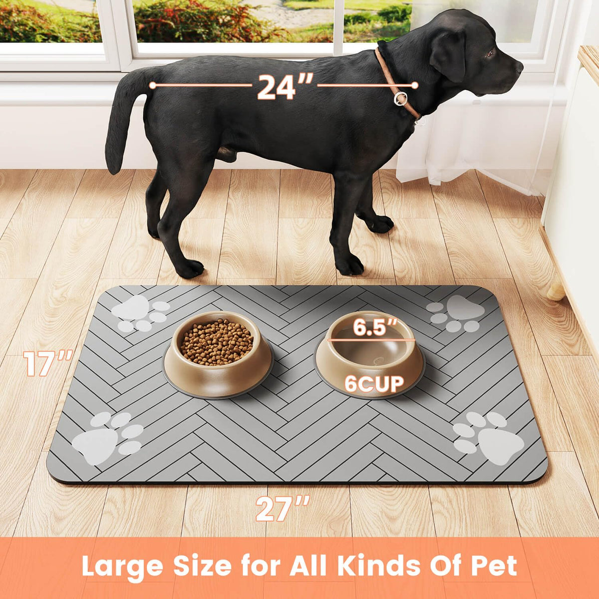 Pet Feeding Mat (Light Gray / 32"L x 22"W)