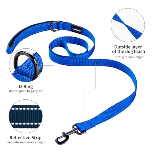 No Pull Dog Harness with Padded Handle+5 Ft Leash (XL / Blue Set)
