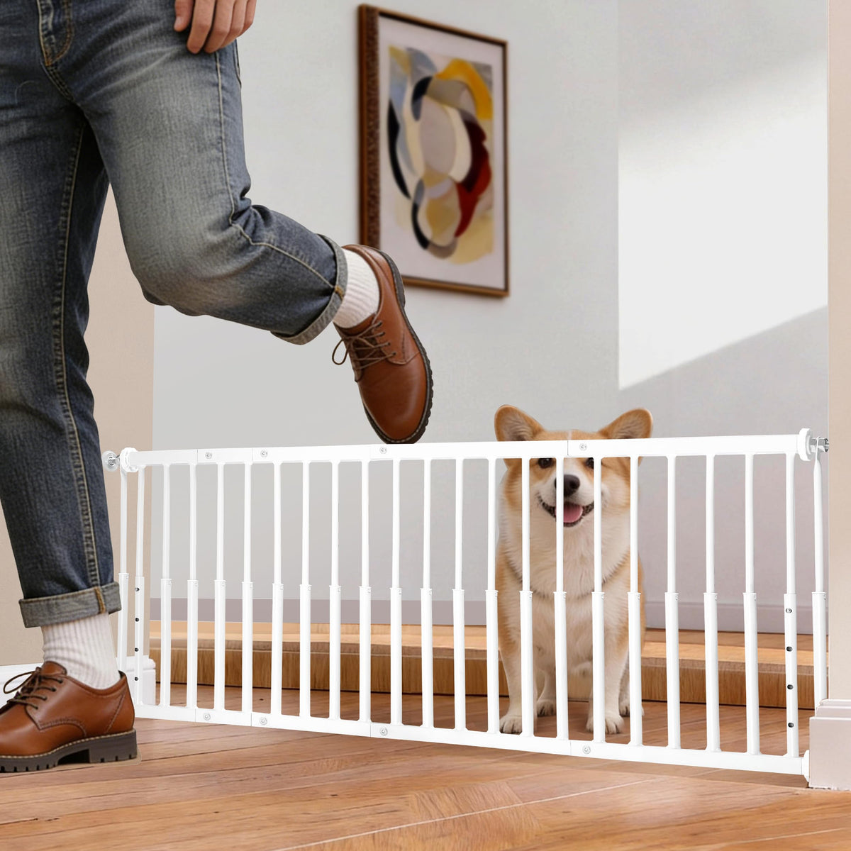 10'' 15.8'' Height Adjustable Dog Gate (White / 10''-15.8''H × 18''-46''W)