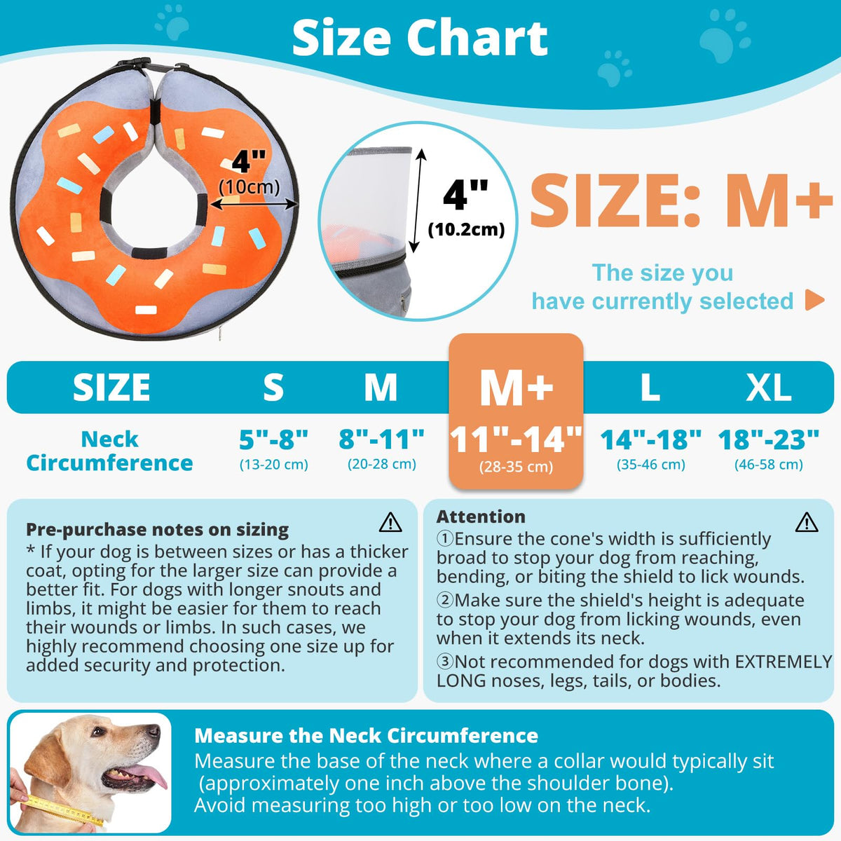 Inflatable Dog Cone with Anti (M+ (Neck: 11"-14"))