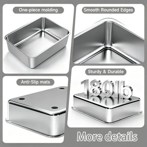 Extra Large Stainless Steel Cat Litter Box (22.8" L x 14.6" W x 5.12" H)
