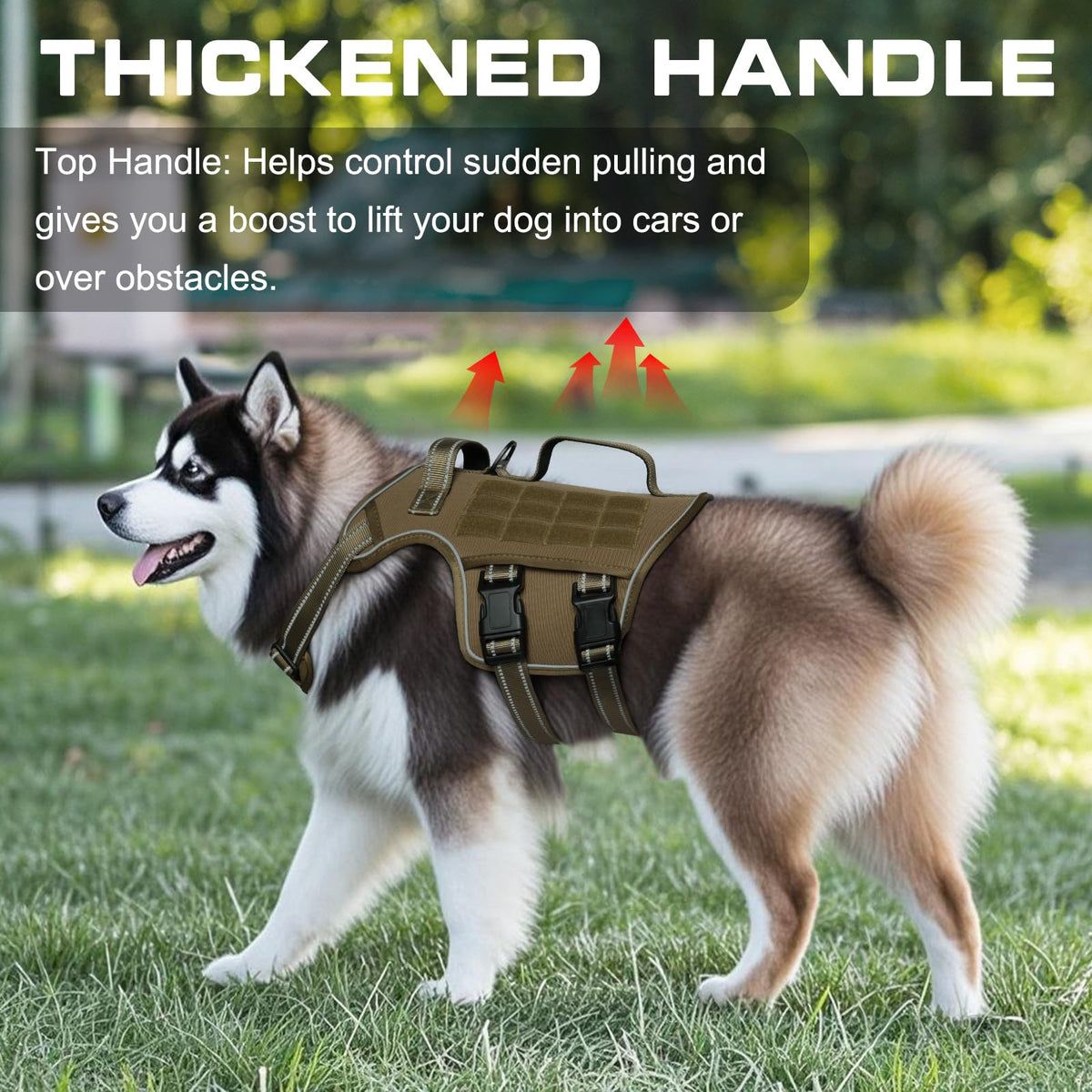 Dog Harness for Large Dogs (Khaki / L(Neck:18-24",Chest:25-36"),45-80 lbs)