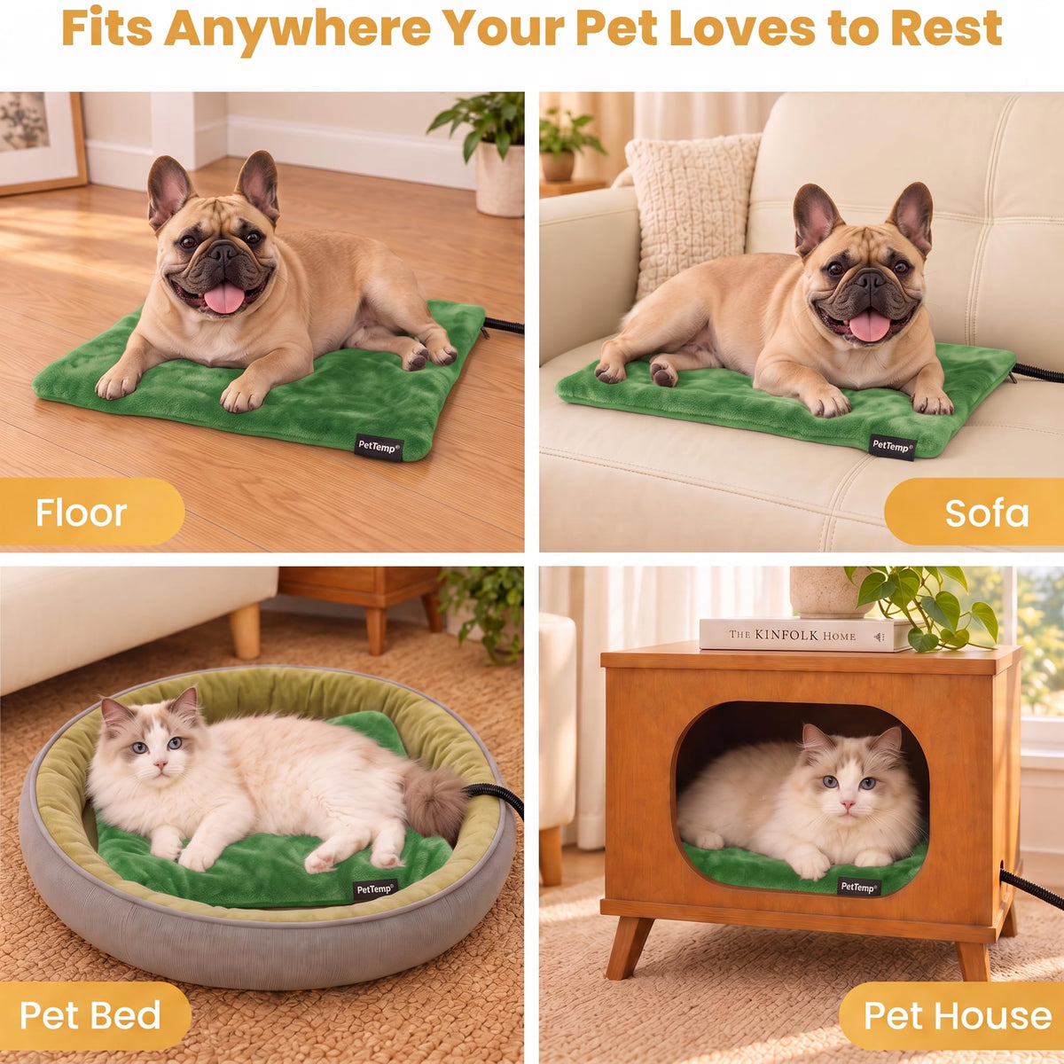 Dog Heating Pad (Grass Green / Medium: 20" x 16" x 1.6")