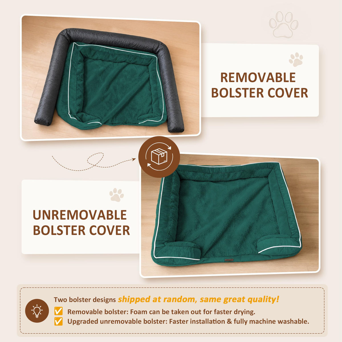 Waterproof Orthopedic Dog Beds for Extra Large Dog (45.0"L x 35.0"W x 8.5"Th / Emerald)
