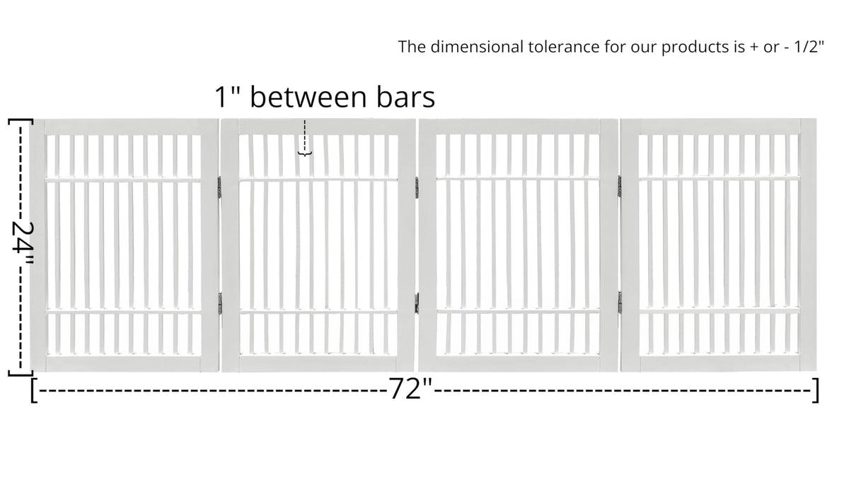 Pet Dog Gate Freestanding (4 Panel 24" Tall / White Pet Gate)