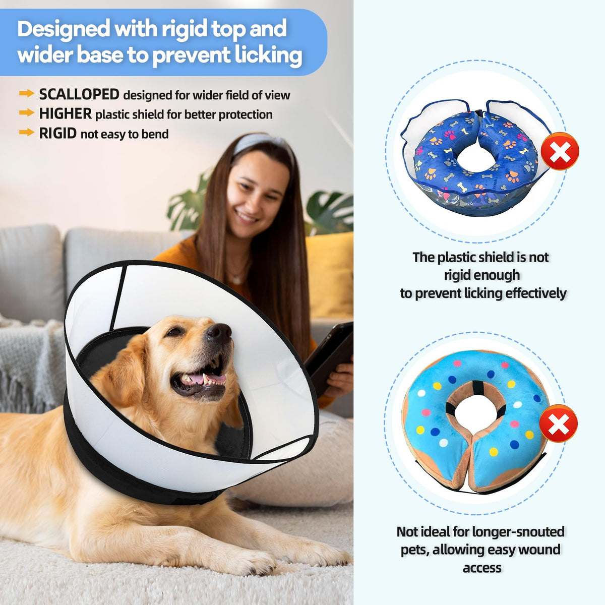 Inflatable Dog Cone Collar (M+ (Neck: 12-15") / Black)
