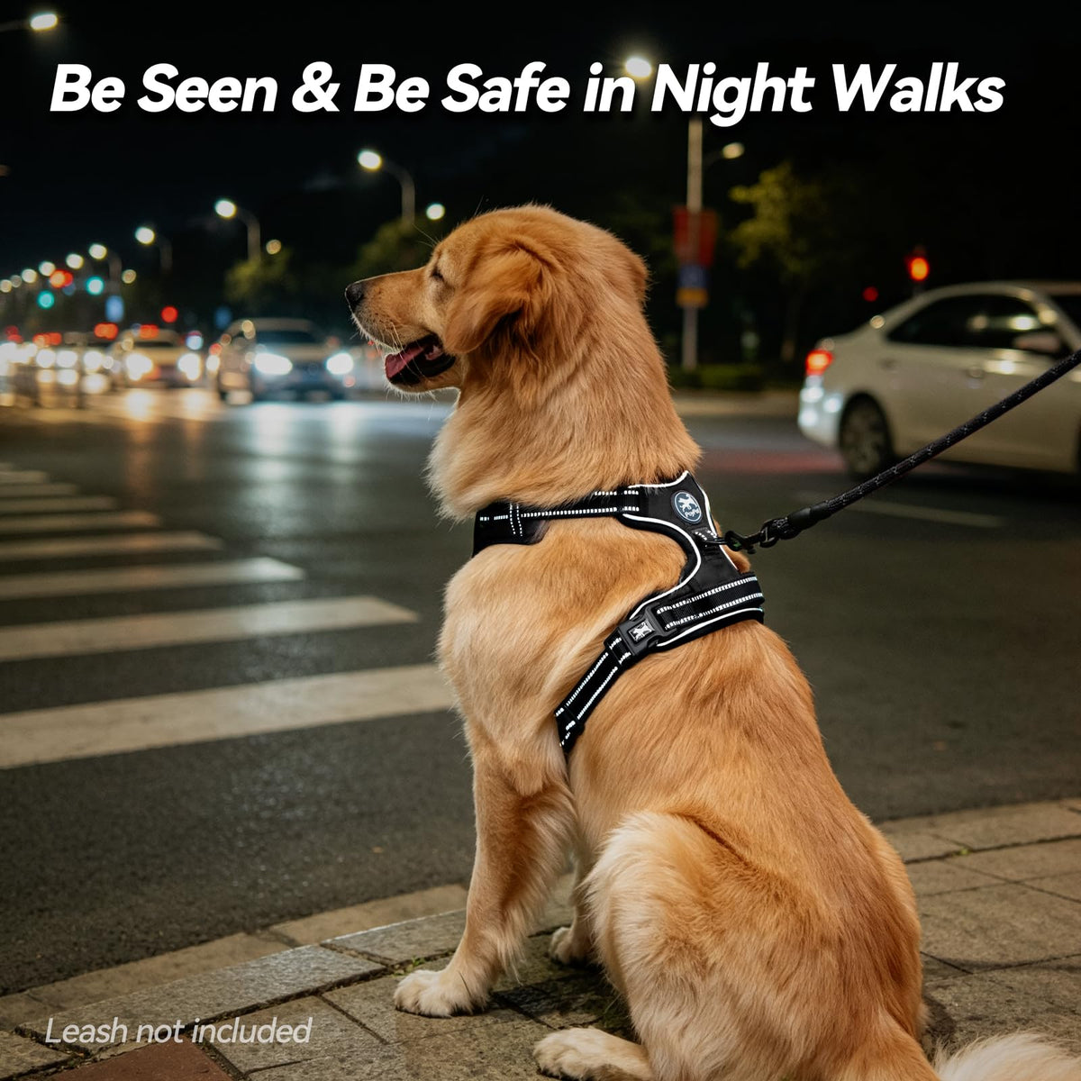 No Pull Dog Harness Medium with Front Clip & Neck Release Buckle (Medium / Black)