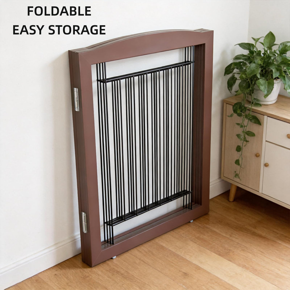 Freestanding Dog Fence Indoor (Brown / 【3 Panels】60''w x 32''h)