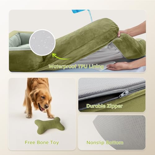 Dog Beds for Large Dogs (Dark Green / Large(36"L x 27"W x8.5"Th))