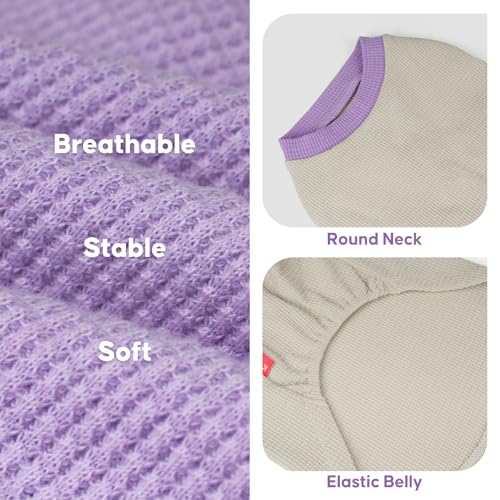 2Pack Waffle Dog Shirt for Small Dogs Soft Dog Sweater Tank Top (Small (4-7lbs) / 2Pack(Purple+Grey))
