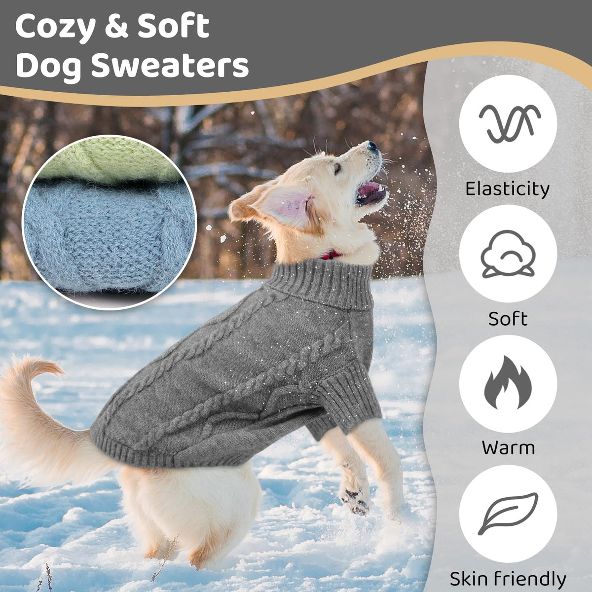 Small Dog Sweater for Small Dogs Boy (Small / Slate Grey)
