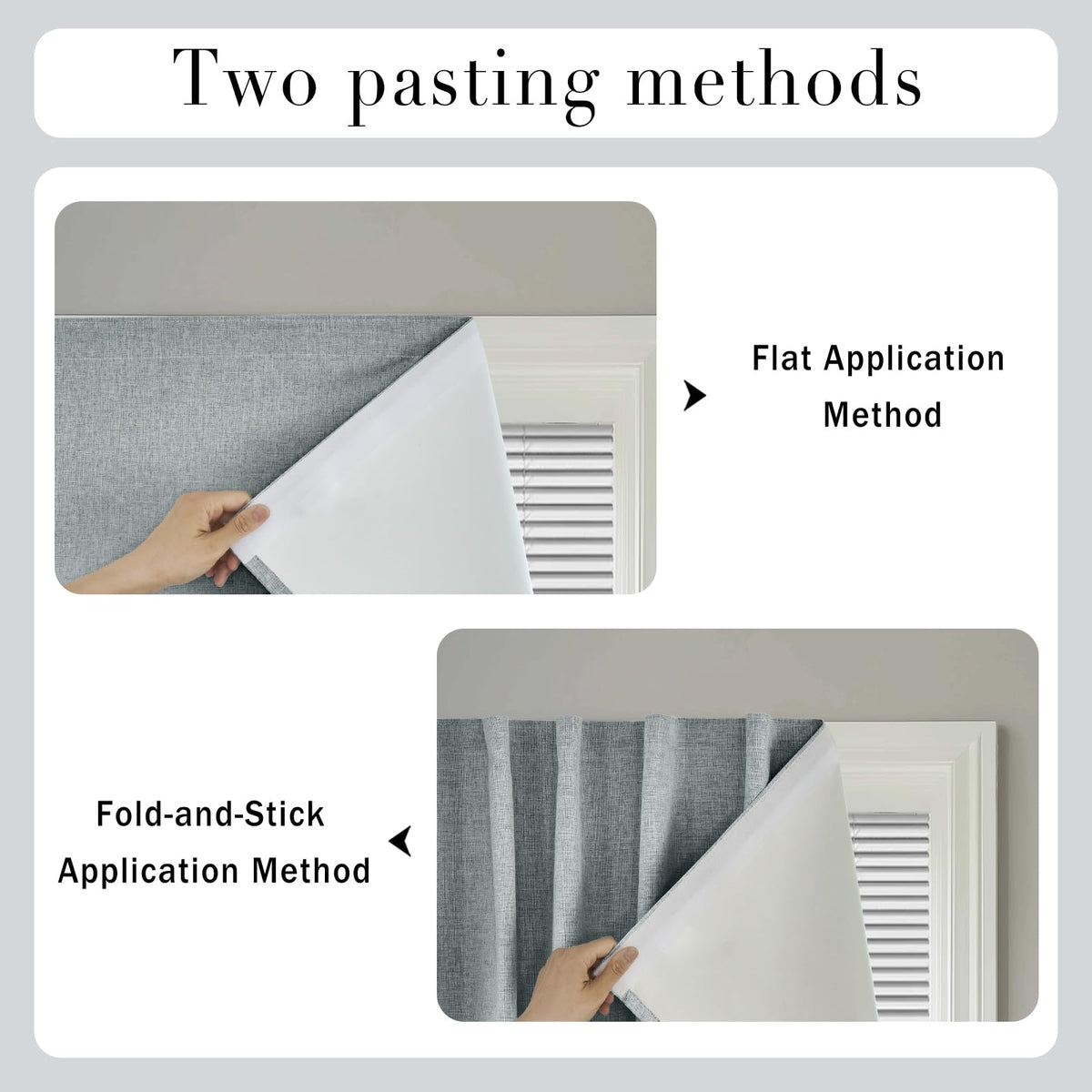 100% Blackout Self Adhesive Curtains (45"W x 60"L (Pack of 1) / Light Grey)