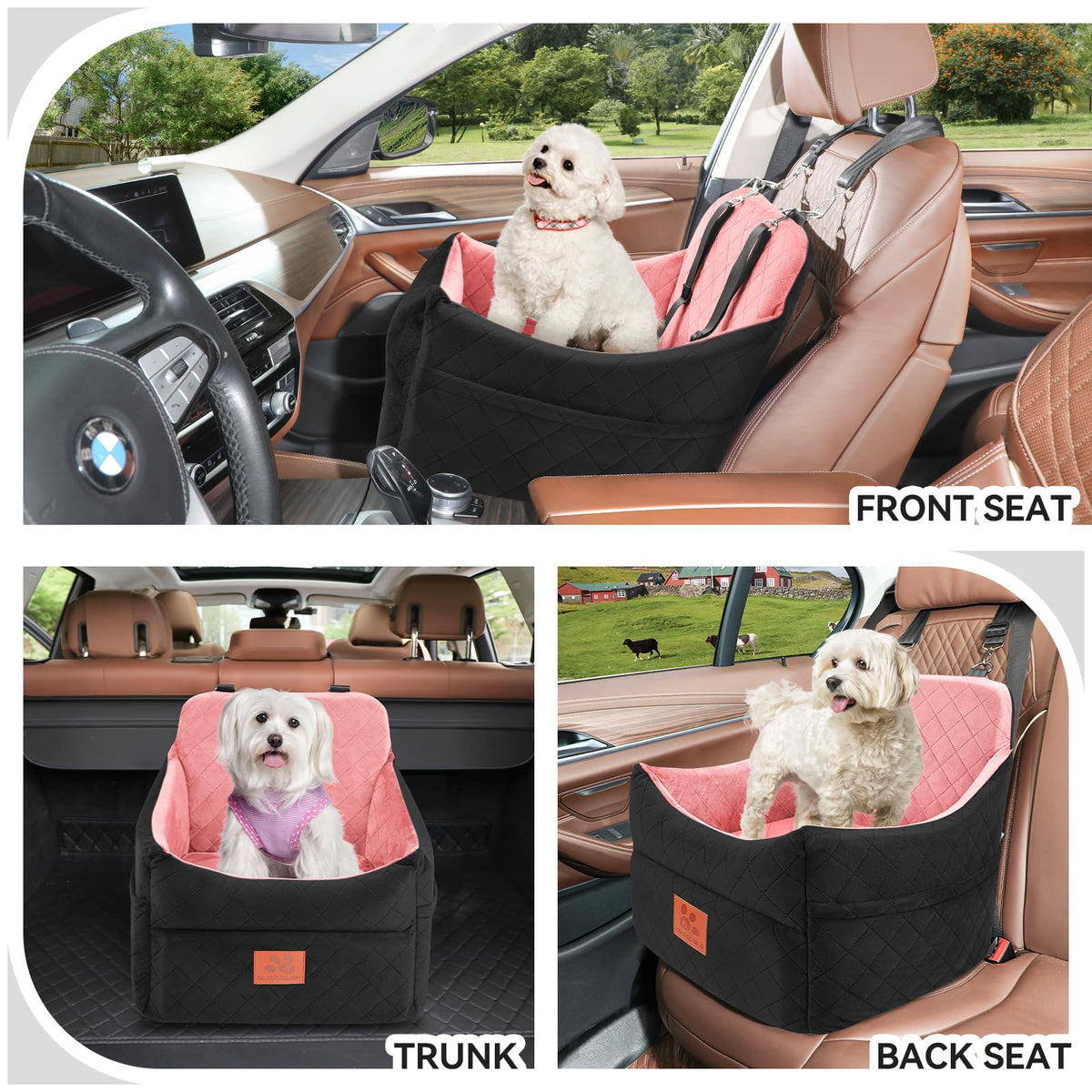Dog Car Seat for Small (Black/Pink)